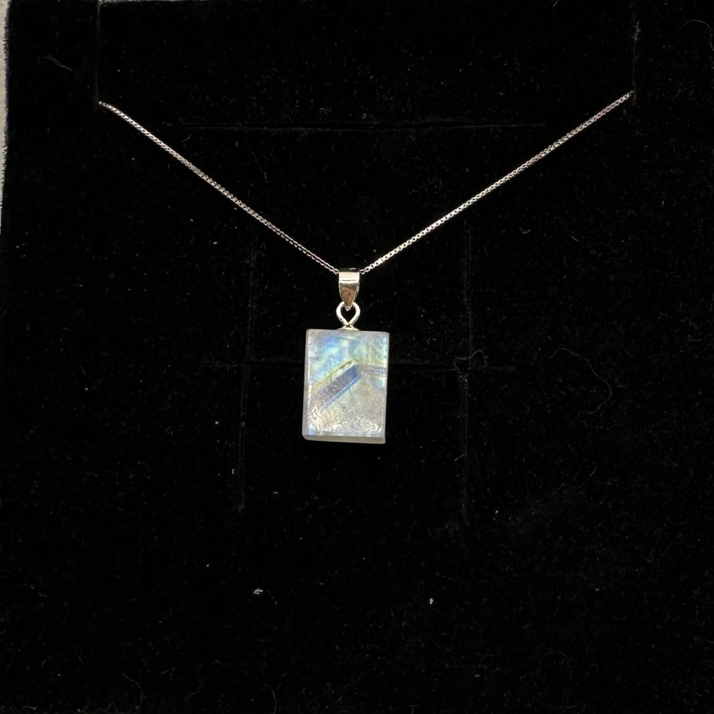 Minimalist Moonstone Pendant Sterling Silver